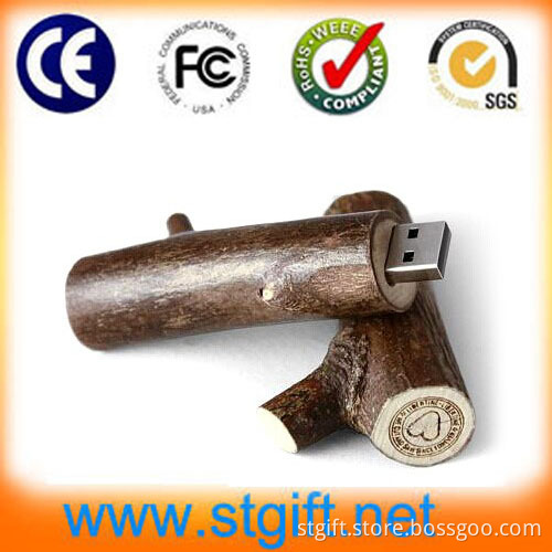 Natural Tree Branch Shape with Wood USB Flash Drive